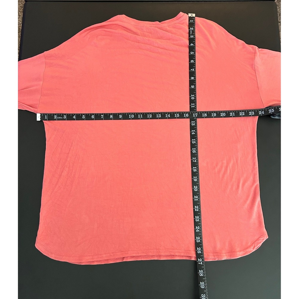 Gap Womens Large Coral Pink Long Sleeve Drop Shoulder Rayon Spandex Top 1376 - Picture 3 of 8